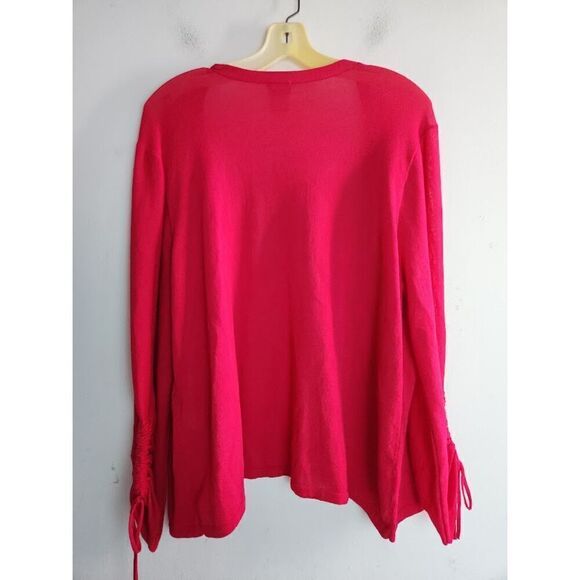 Chico's Women Dark Pink Open Front Cotton Cardigan Sweater size 3 or XL - Picture 5 of 7